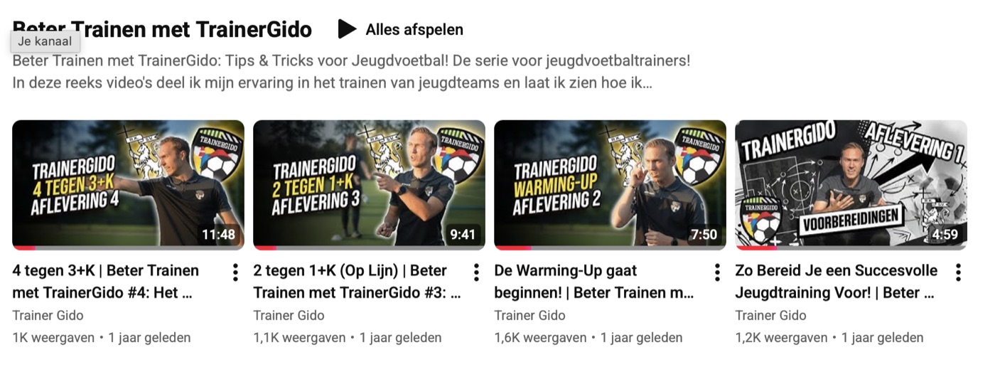 Beter Trainen met TrainerGido — YouTube serie voor jeugdvoetbaltrainers